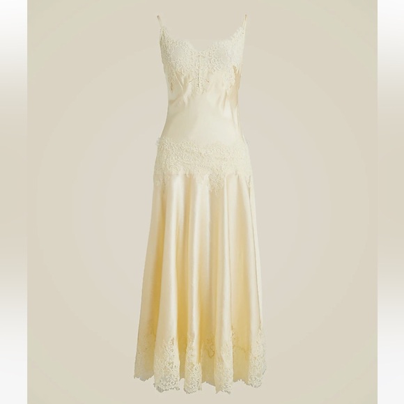 NWT J. Crew Collection Lace Trim Slip Dress in Textured Satin - Picture 4 of 4